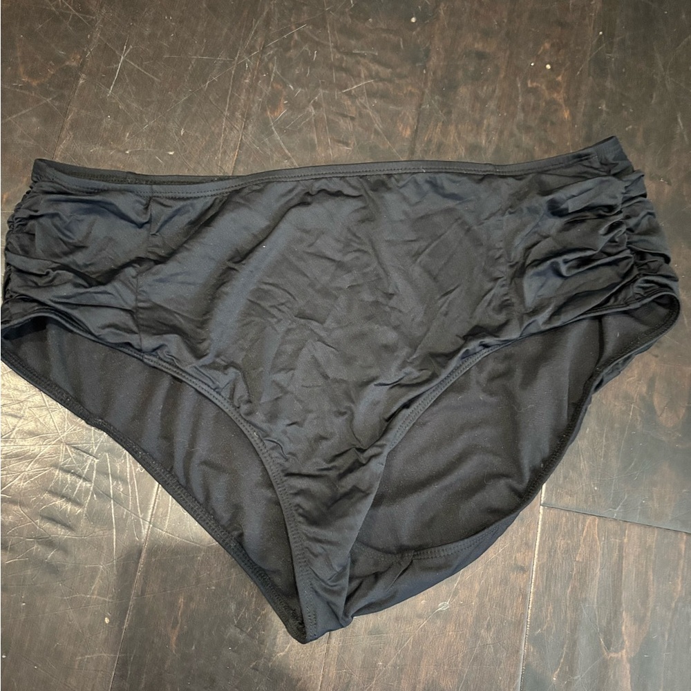 Black Ruched Bikini Bottoms